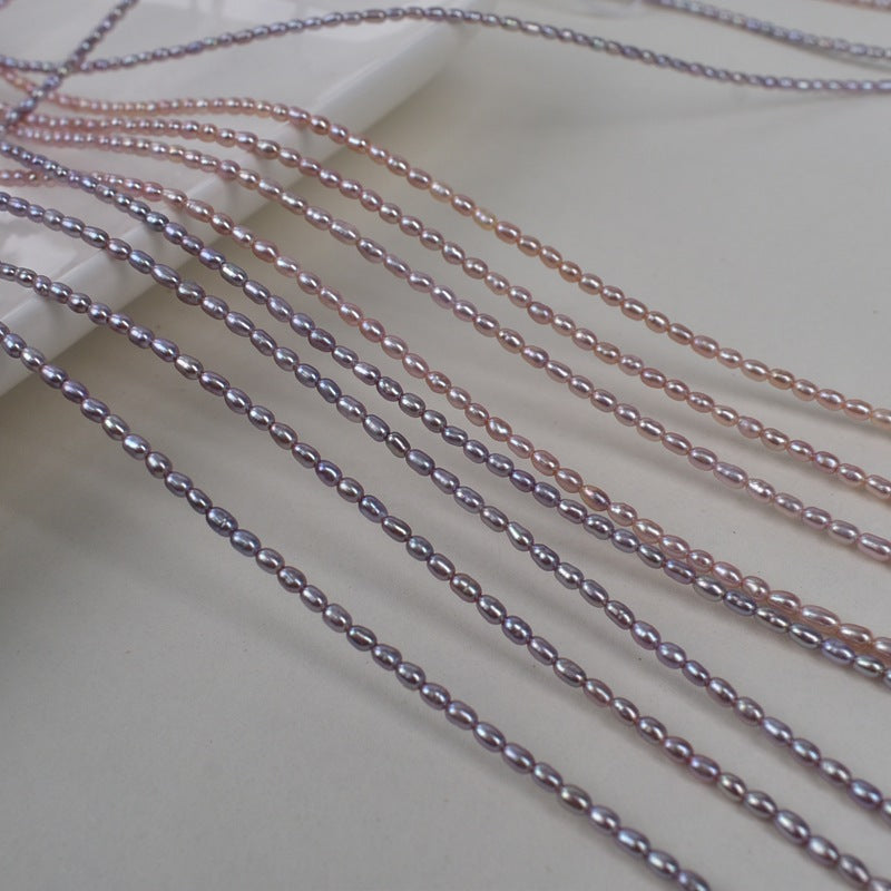 1057 natural freshwater purple rice beads 2-3mm small pearls