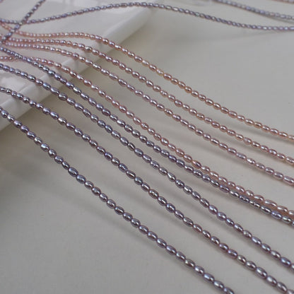1057 natural freshwater purple rice beads 2-3mm small pearls