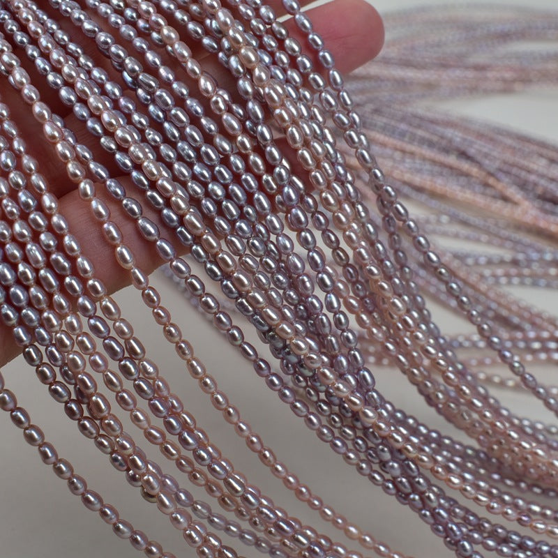 1057 natural freshwater purple rice beads 2-3mm small pearls