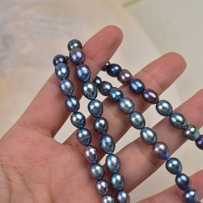 1022 7-8Mm Rice Beads Malachite Green Natural Freshwater Pearl