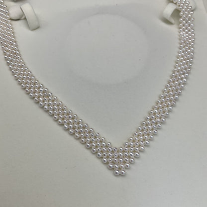 Freshwater pearl 3-4mm multi-layer collarbone pearl chain necklace handmade woven chain factory direct sales simple and advanced