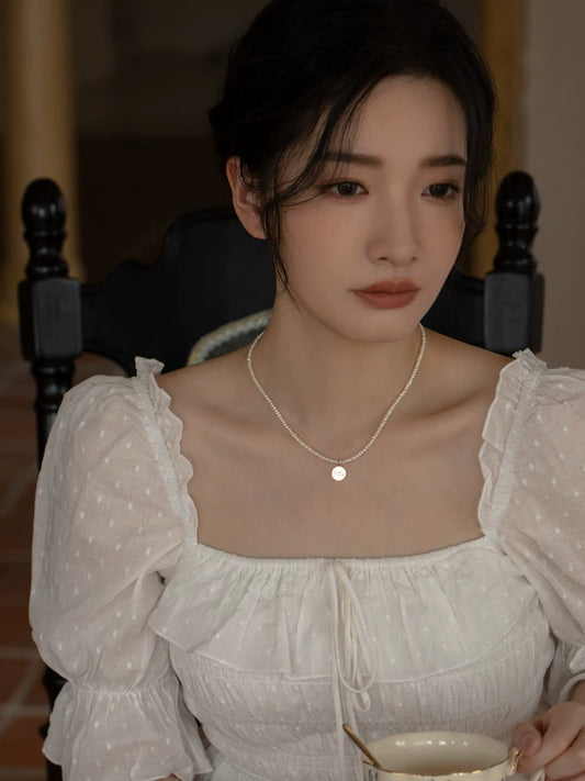 Natural pearl necklace women's design high sense of good luck chain