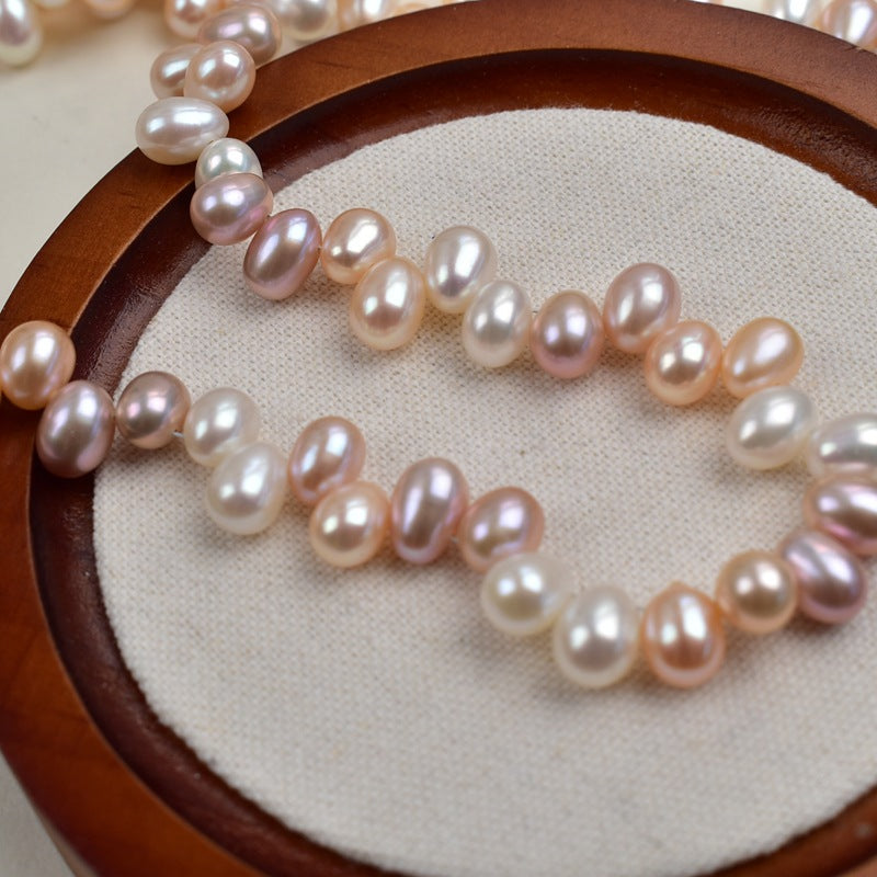 1026 40Cm Long, Strong Light 7-8mm Colored Rice Beads Natural Freshwater Pearl