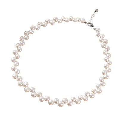 Natural freshwater pearl necklace strong light bread beads Mickey wheat ear collarbone chain women's XL075
