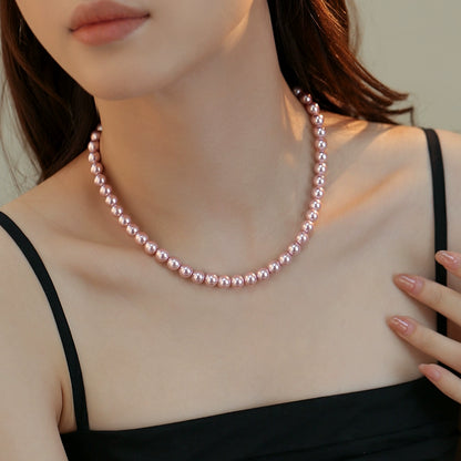 Pink Pearl Necklace Ladies Sweet Sweater Chain