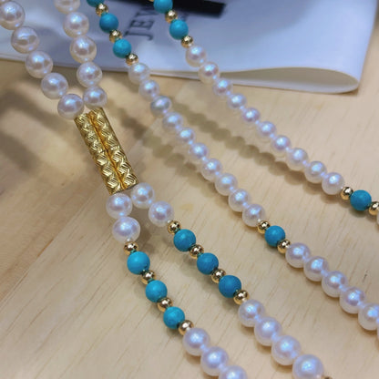 new product turquoise fringed design magnetic suction buckle tian ran freshwater pearl sweater chain long necklace