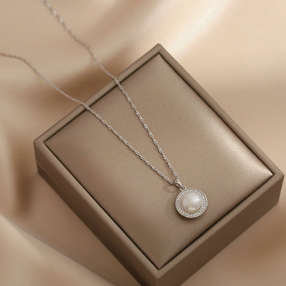 micro-inlaid 3A zircon freshwater pearl necklace for women ins design sense S925 silver