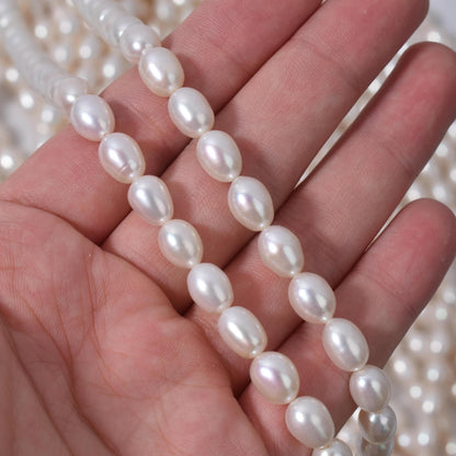 1049 Freshwater Fat Rice Beads Loose Beads Natural Pearls 7mm