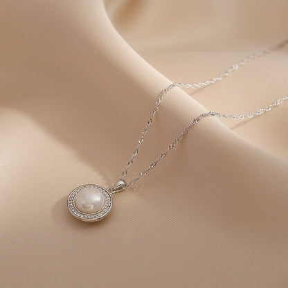 micro-inlaid 3A zircon freshwater pearl necklace for women ins design sense S925 silver