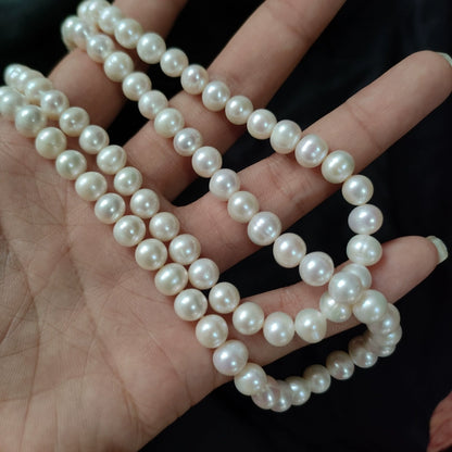 Multi-layered French retro double-layered pearl necklace, natural freshwater pearl women with cheongsam