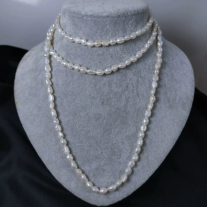 Double-layer special-shaped baroque retro design natural freshwater pearl long necklace multi-layer stacked with sweater chain women's new model