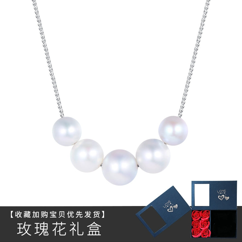 Smile necklace ladies freshwater pearl smiley face size 925 silver pendant lettering