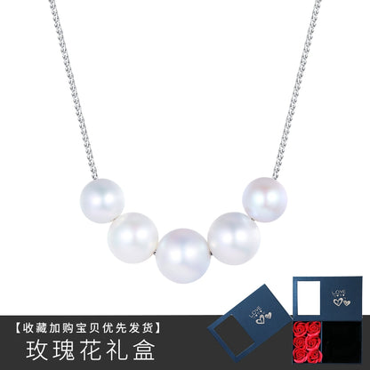 Smile necklace ladies freshwater pearl smiley face size 925 silver pendant lettering