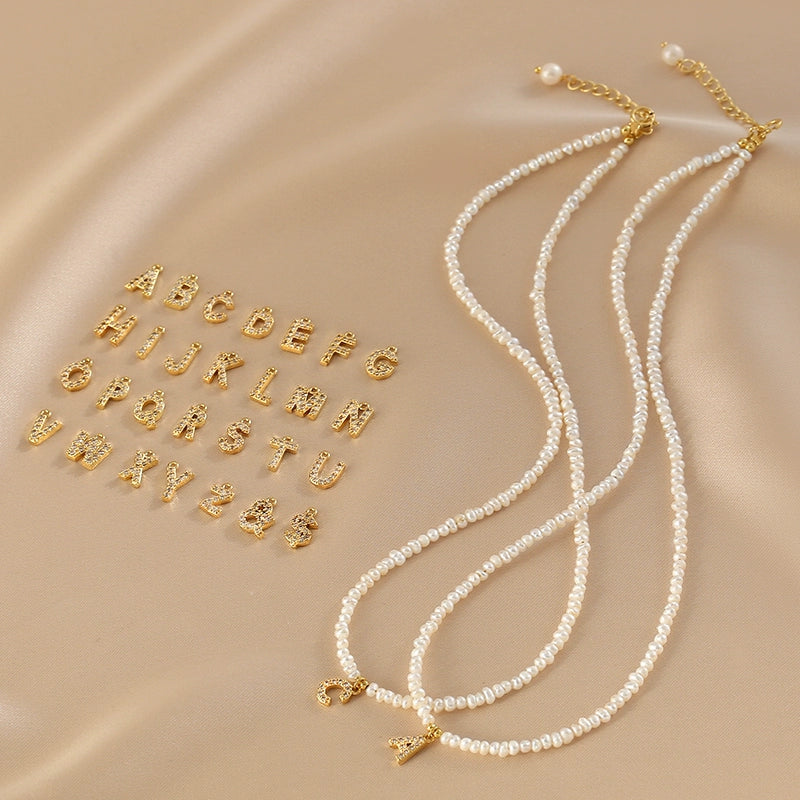 Natural Freshwater Rice Pearl Necklace Ladies Letter Summer