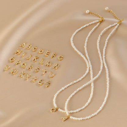 Natural Freshwater Rice Pearl Necklace Ladies Letter Summer