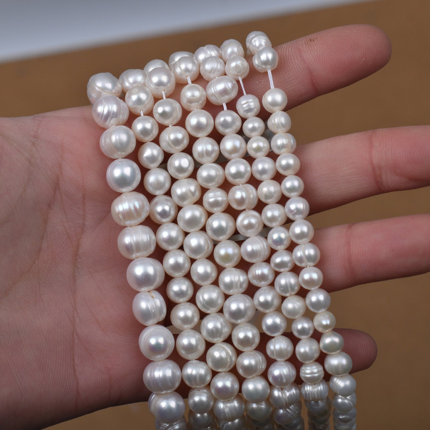 1126 Natural Pearl 5-8mm work in progress Strong Threaded Pearl