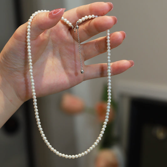 1621    3-4mm  pearl necklace stacked