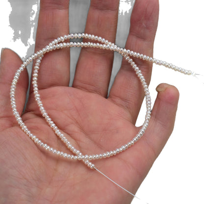 1133 natural freshwater pearls 2-3mm near round beads small flat beads loose beads DIY work in progress a string length about 38cm