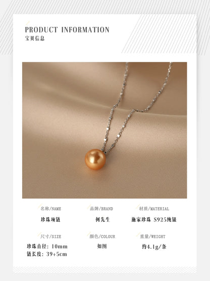 Zhengyuan Single Pearl Pendant Necklace Ladies Exquisite S925 Sterling Silver