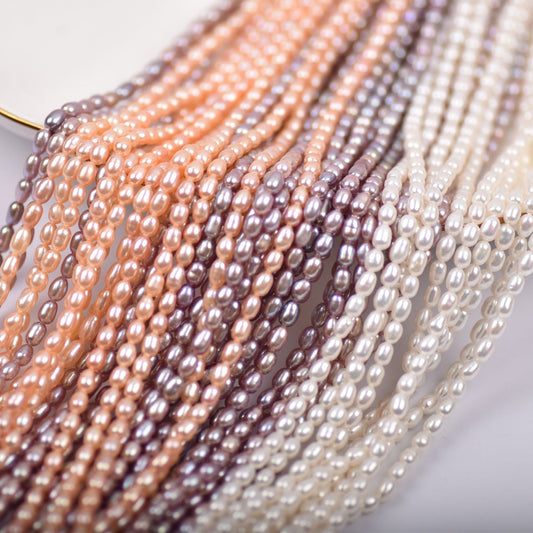1039  mini beads 3.5mm white pink purple natural freshwater pearls