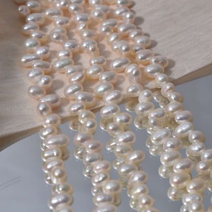 1027 Strong Light  Side Hole Rice Beads about 4-5mm Natural Freshwater Pearl Beads Handmade