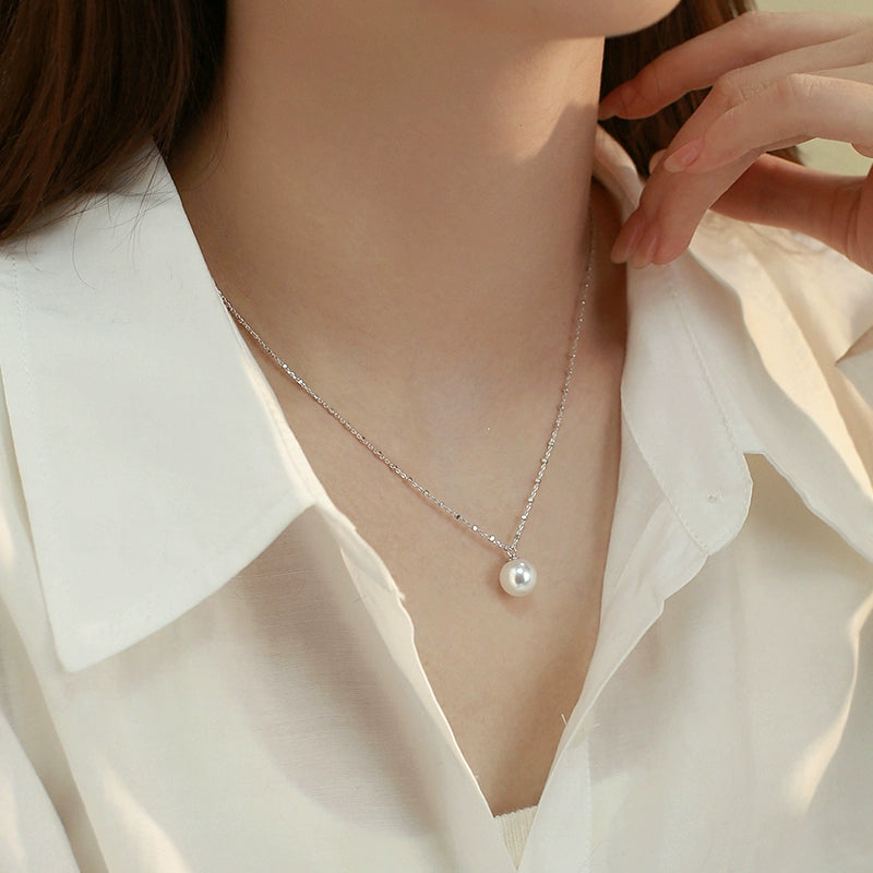 Zhengyuan Single Pearl Pendant Necklace Ladies Exquisite S925 Sterling Silver