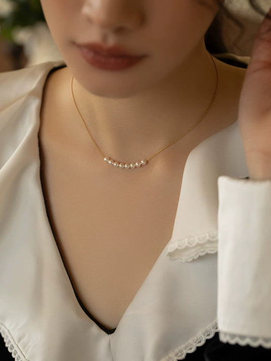 Necklace Women's Premium Sense Small Pearl Chain Necklace Girls Gift