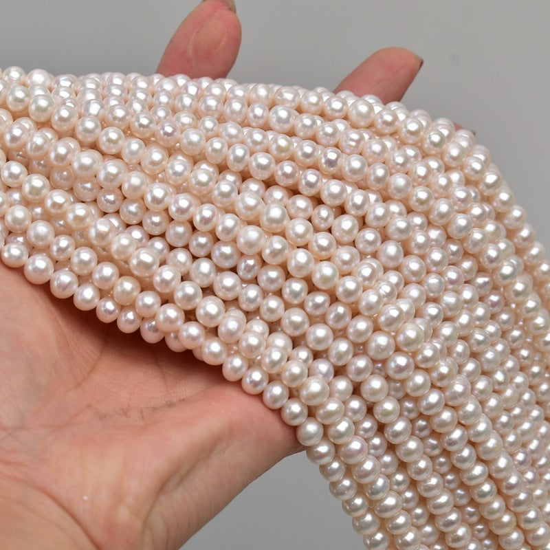1164 6-7Mm white, nearly round natural freshwater pearl DIY jewelry accessories