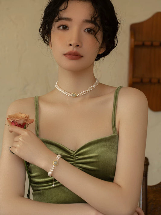 Natural Pearl Choker Necklace Chain Women's New Collar