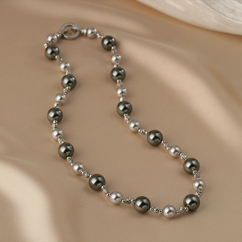 Zhenduo hemp mixed color  pearl necklace women's autumn and winter new sweater chain personalized stacking