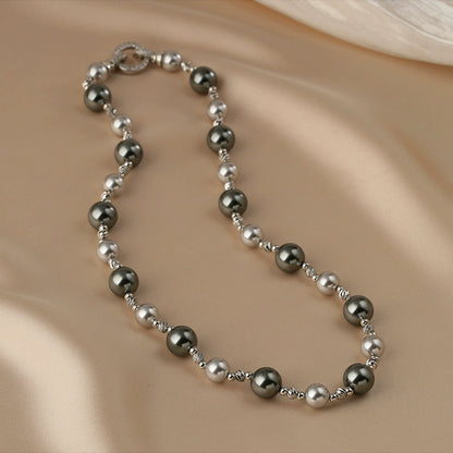 Zhenduo hemp mixed color  pearl necklace women's autumn and winter new sweater chain personalized stacking