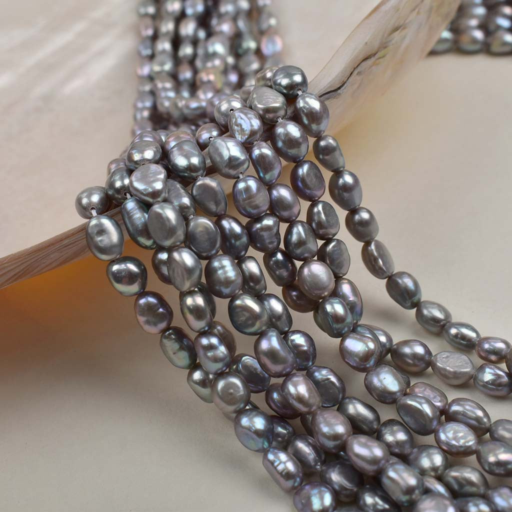 1315 Baroque Pearl Necklace Silver Grey work in progress DIY natural pearls