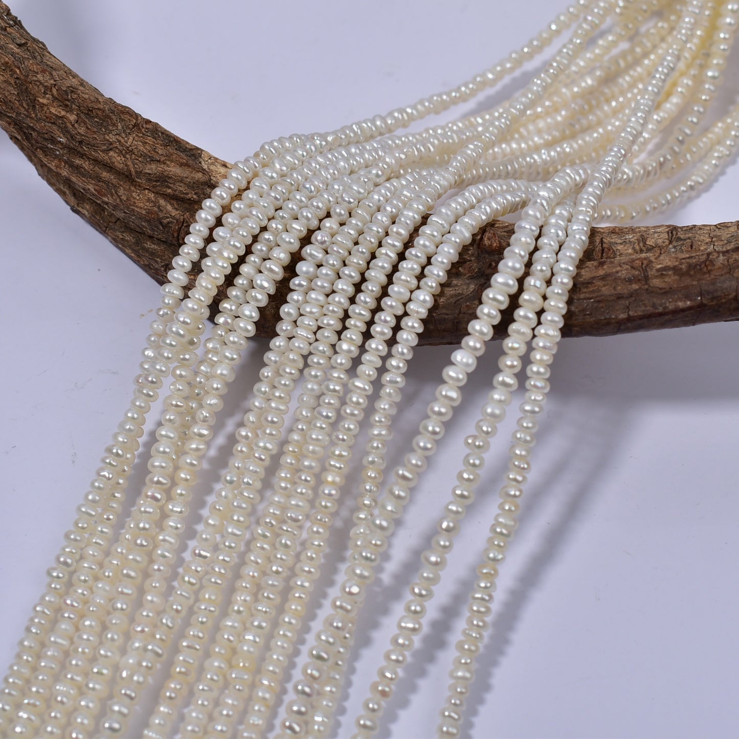 1210 Cost-effective 3-4mm white natural freshwater pearl flat beads necklace DIY jewelry material