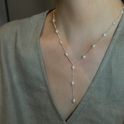 S925 sterling silver  pearl necklace femininity fashion  chain