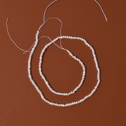 1119 strong light 2-3mm round natural freshwater pearl necklace work in progress DIY material