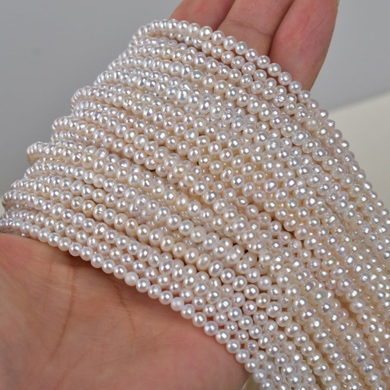 1188 3-3.5 mm Near Round Pearl Natural Freshwater Pearl Necklace work in progress DIY Loose Bead Jewelry Accessories