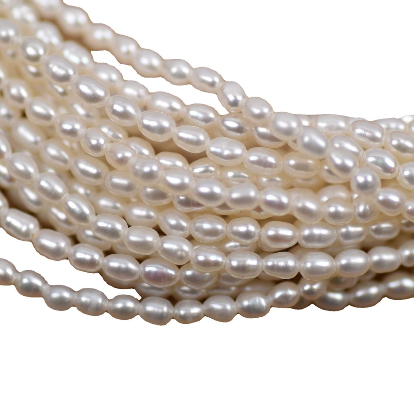 1045 3-4Mm Natural Freshwater Rice Pearl DIY Bracelet Necklace Beaded Jewelry Accessories