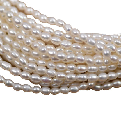 1045 3-4Mm Natural Freshwater Rice Pearl DIY Bracelet Necklace Beaded Jewelry Accessories