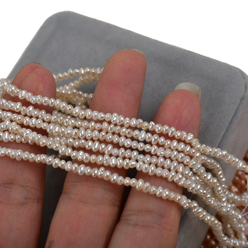 1197 2-3Mm natural freshwater pearl necklace work in progress purple beads