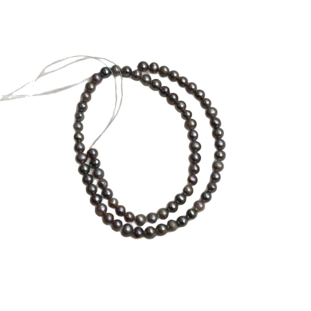 1176 5-5.5 mm Near Round Grey Pearl Natural Fresh Water, Grey Loose Bead Jewelry Accessories DIY work in progress