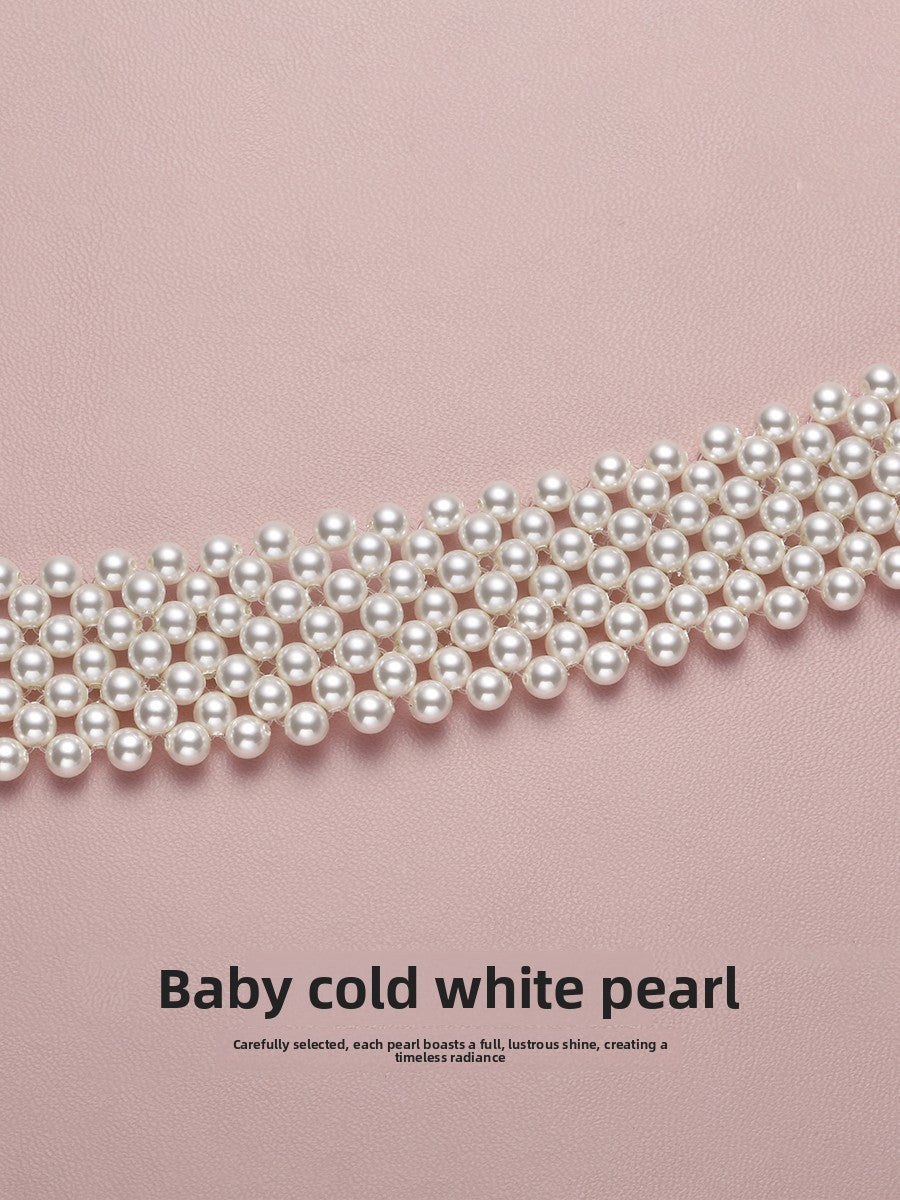 Pearl necklace 2025 new natural freshwater wide ladies baby beads multi-layer chocker