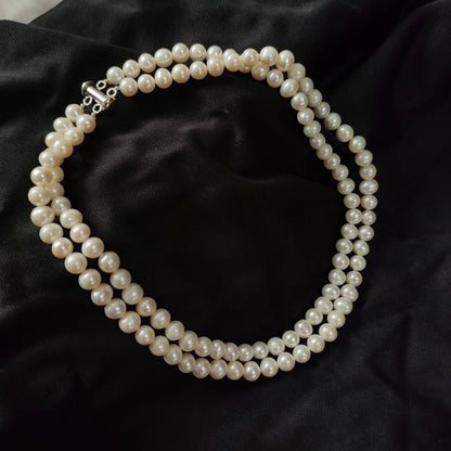 Multi-layered French retro double-layered pearl necklace, natural freshwater pearl women with cheongsam
