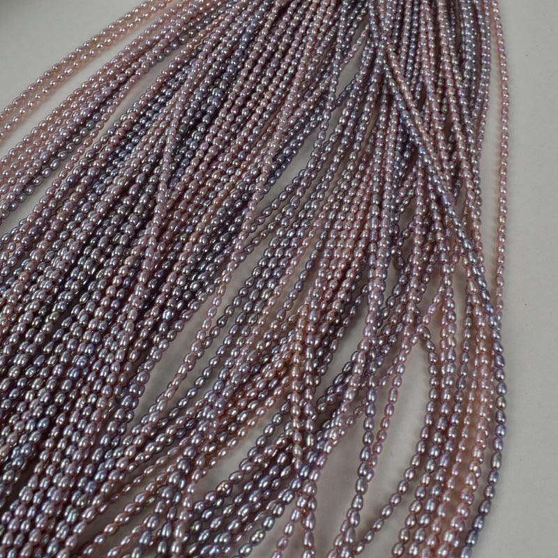 1057 natural freshwater purple rice beads 2-3mm small pearls