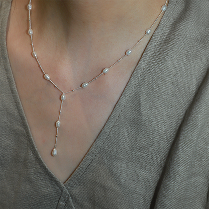 S925 sterling silver  pearl necklace femininity fashion  chain