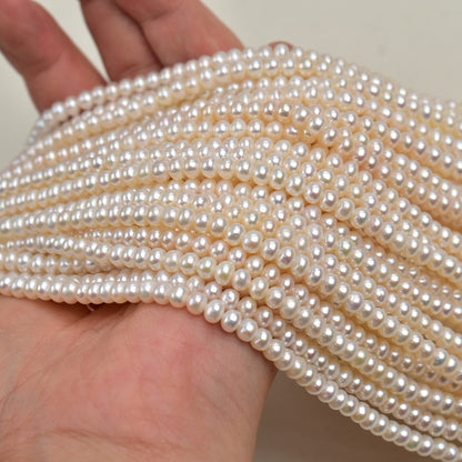 1216 4-5Mm gold round, natural freshwater pearl loose beads work in progress DIY handmade