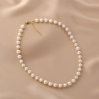 Natural freshwater pearl necklace fashion light luxury niche collarbone women's high sense original design beaded neck chain
