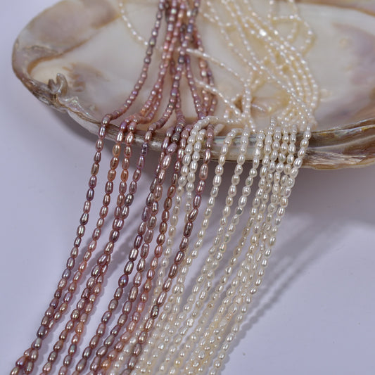 1004 Real pearls extremely fine 2-2.5 mm natural freshwater millet beads strong light work in progress naked beads string necklace pearl wholesale