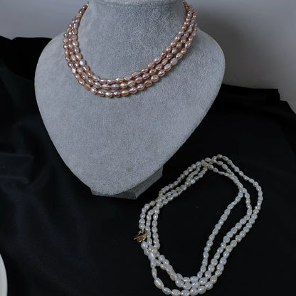 Double-layer special-shaped baroque retro design natural freshwater pearl long necklace multi-layer stacked with sweater chain women's new model