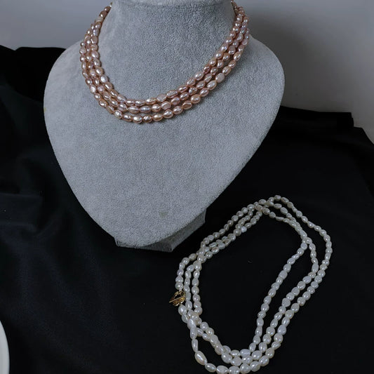 Double-layer special-shaped baroque retro design natural freshwater pearl long necklace multi-layer stacked with sweater chain women's new model