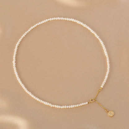 Natural pearl necklace, simple and exquisite irregular millet beads, tag necklace.